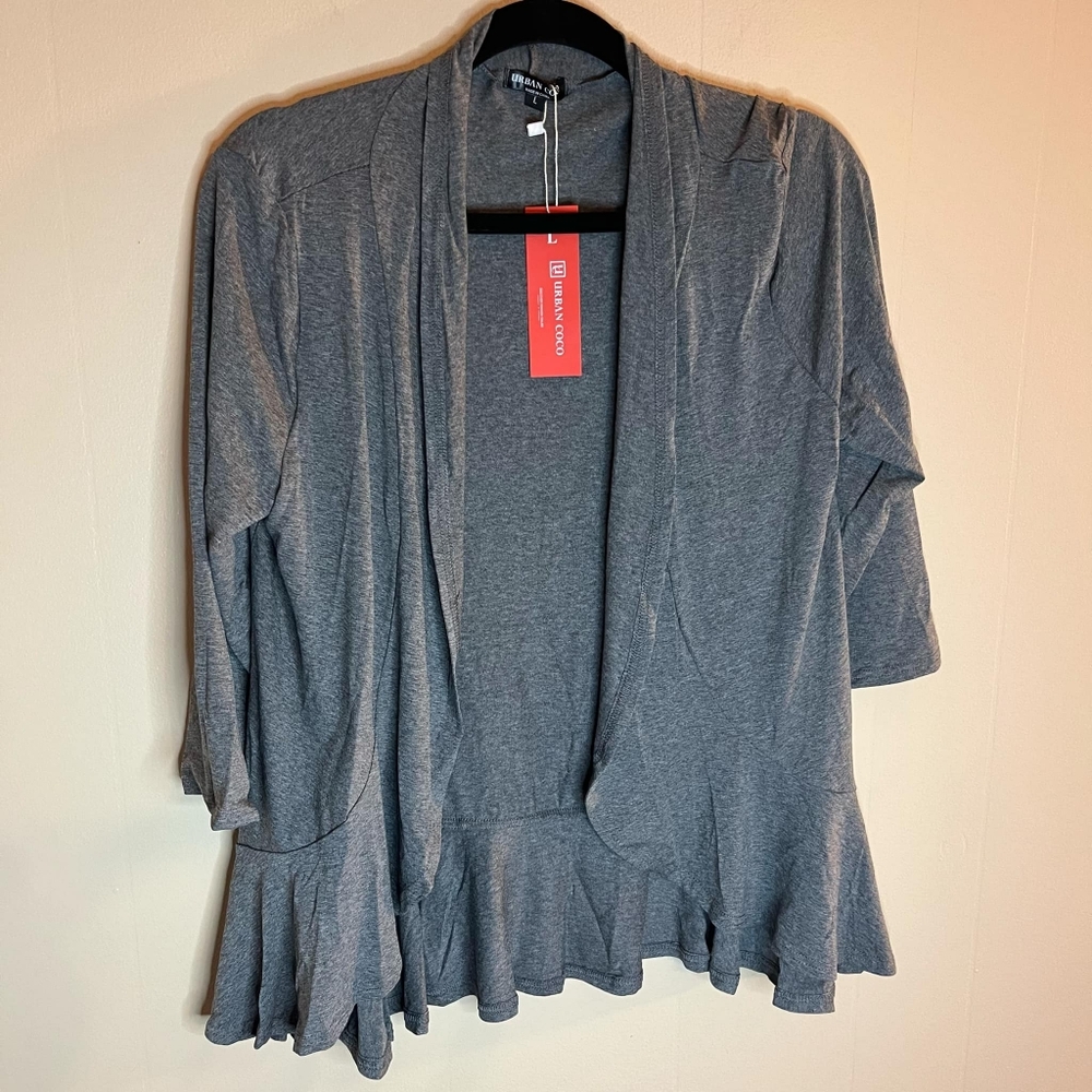 Urban CoCo Women's Lightweight Open Front Large Ruffled Cardigan
